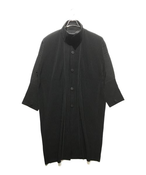 HOMME PLISSE ISSEY MIYAKE（オム プリッセ イッセイ ミヤケ）HOMME PLISSE ISSEY MIYAKE (オムプリッセ イッセイ ミヤケ) プリーツスタンドカラー コート ブラック サイズ:3の古着・服飾アイテム