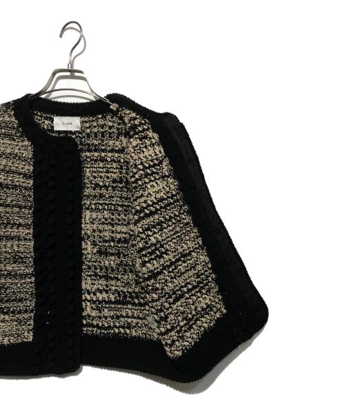 CLANE（クラネ）CLANE (クラネ) DOT LINE HALF SLEEVE KNIT CARDIGAN ブラック×ベージュ サイズ:1の古着・服飾アイテム