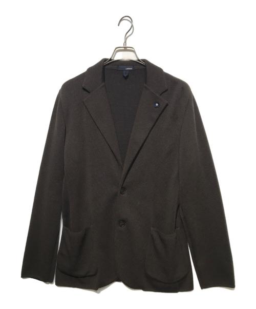 LARDINI（ラルディーニ）LARDINI (ラルディーニ) ウールミラノリブソリッドニットジャケット ブラウン サイズ:Mの古着・服飾アイテム