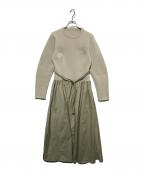 Adam et Ropeアダム エ ロペ）の古着「ワイドスリーブコンビワンピース」｜ベージュ