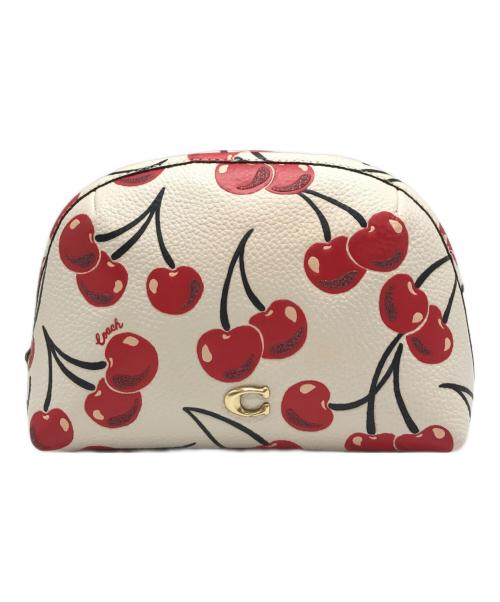 COACH（コーチ）COACH (コーチ) コスメポーチ レッド×ホワイトの古着・服飾アイテム