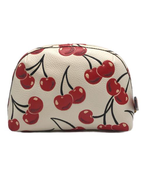 COACH（コーチ）COACH (コーチ) コスメポーチ レッド×ホワイトの古着・服飾アイテム