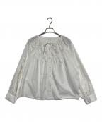 Spick and Spanスピック＆スパン）の古着「コットンポプリンエンブロイダリーブラウス」｜ホワイト