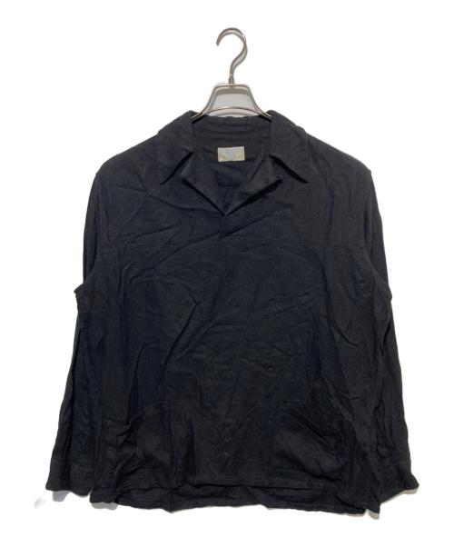 HOMELESS TAILOR（ホームレステイラー）HOMELESS TAILOR (ホームレステイラー) ウールコットンプルオーバーシャツ ブラック サイズ:Freeの古着・服飾アイテム