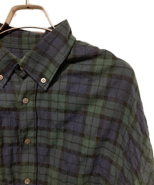journal standard luxe（ジャーナルスタンダード ラックス）journal standard luxe (ジャーナルスタンダード ラックス) シャーリングチェック Big-BD-シャツ グリーン×ネイビー サイズ:表記なしの古着・服飾アイテム