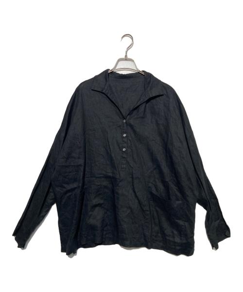 journal standard luxe（ジャーナルスタンダード ラックス）JOURNAL STANDARD LUXE (ジャーナルスタンダード リュクス) リネンワッシャー スキッパーシャツ ブラック サイズ:FREEの古着・服飾アイテム