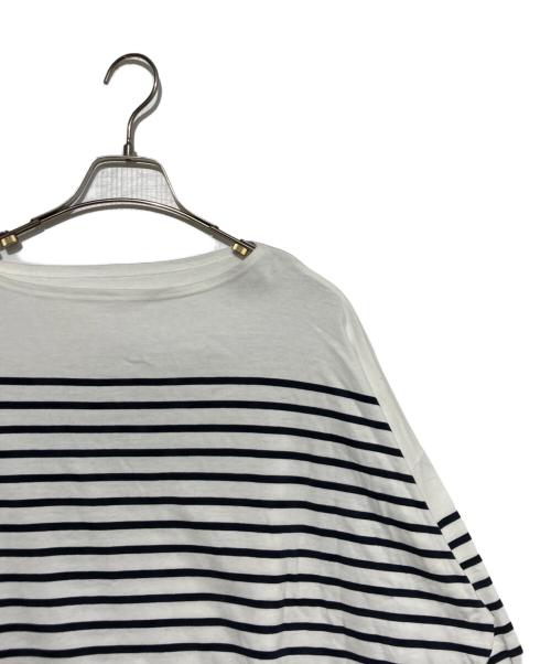 journal standard luxe（ジャーナルスタンダード ラックス）JOURNAL STANDARD LUXE (ジャーナルスタンダード リュクス) パネルボーダー ボートネックプルオーバー ホワイト×ブラック サイズ:Freeの古着・服飾アイテム