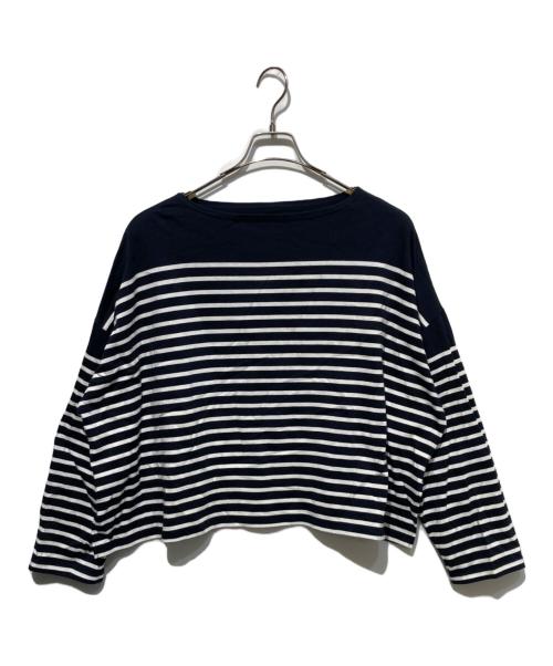 journal standard luxe（ジャーナルスタンダード ラックス）JOURNAL STANDARD LUXE (ジャーナルスタンダード ラックス) パネルボーダー ボートネックプルオーバー ネイビー×ホワイト サイズ:FREEの古着・服飾アイテム