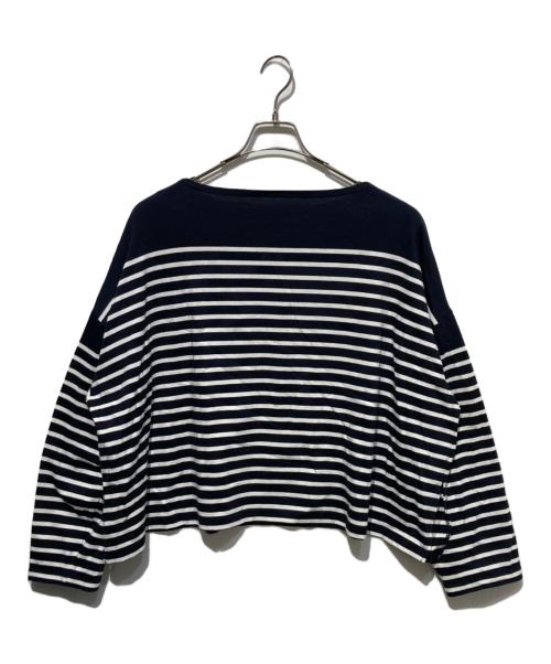 journal standard luxe（ジャーナルスタンダード ラックス）JOURNAL STANDARD LUXE (ジャーナルスタンダード ラックス) パネルボーダー ボートネックプルオーバー ネイビー×ホワイト サイズ:FREEの古着・服飾アイテム