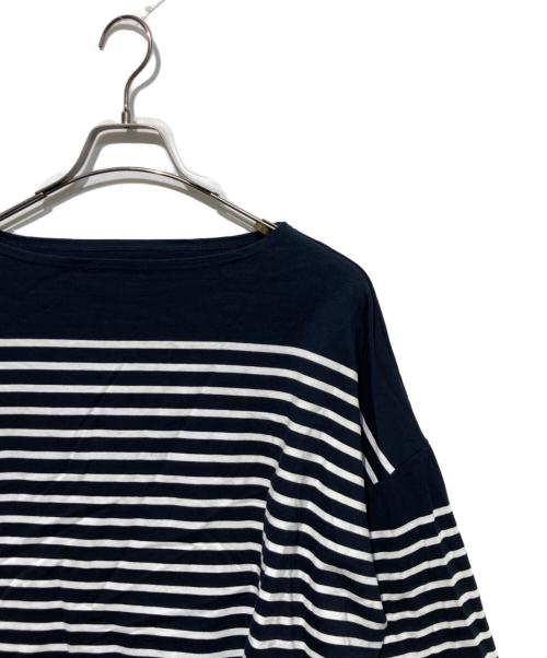 journal standard luxe（ジャーナルスタンダード ラックス）JOURNAL STANDARD LUXE (ジャーナルスタンダード ラックス) パネルボーダー ボートネックプルオーバー ネイビー×ホワイト サイズ:FREEの古着・服飾アイテム