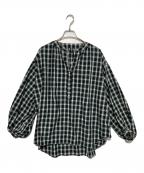 journal standard luxeジャーナルスタンダード ラックス）の古着「タータンギャザーブラウス」｜グリーン×ネイビー