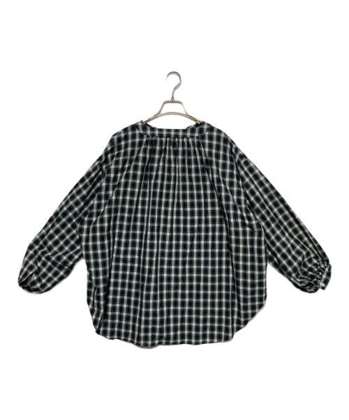 journal standard luxe（ジャーナルスタンダード ラックス）JOURNAL STANDARD LUXE (ジャーナルスタンダード リュクス) タータンギャザーブラウス グリーン×ネイビー サイズ:FREEの古着・服飾アイテム