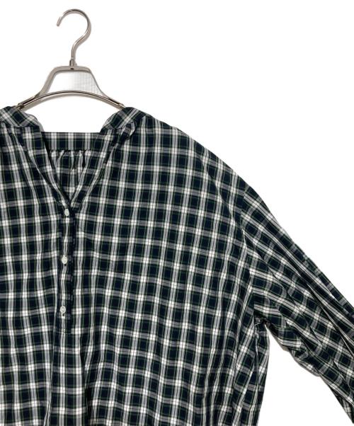 journal standard luxe（ジャーナルスタンダード ラックス）JOURNAL STANDARD LUXE (ジャーナルスタンダード リュクス) タータンギャザーブラウス グリーン×ネイビー サイズ:FREEの古着・服飾アイテム