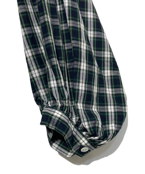 journal standard luxe（ジャーナルスタンダード ラックス）JOURNAL STANDARD LUXE (ジャーナルスタンダード リュクス) タータンギャザーブラウス グリーン×ネイビー サイズ:FREEの古着・服飾アイテム