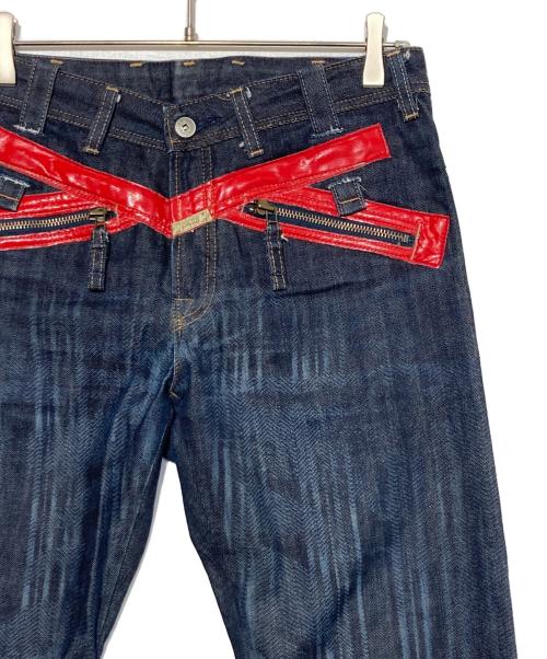 MARITHE+FRANCOIS GIRBAUD（マリテフランソワジルボー）MARITHE+FRANCOIS GIRBAUD (マリテフランソワジルボー) フロントテーピングデニムパンツ インディゴ サイズ:Mの古着・服飾アイテム