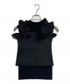 FRAY IDフレイ アイディー）の古着「シャーリングブラウスセットニット」｜ブラック