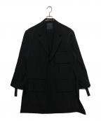 s'yteサイト）の古着「WASHED HIGH-DENSITY NYLON TWILL LONG JACKET WITH MULTIPLE POCKETS」｜ブラック