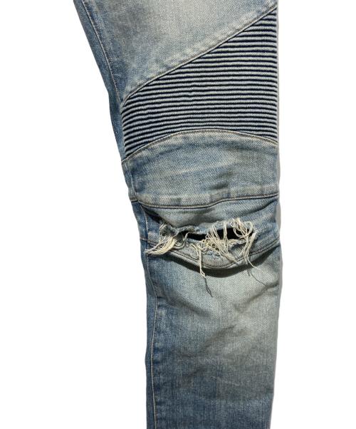 BALMAIN（バルマン）BALMAIN (バルマン) バイカーデニム ブルー サイズ:w27の古着・服飾アイテム