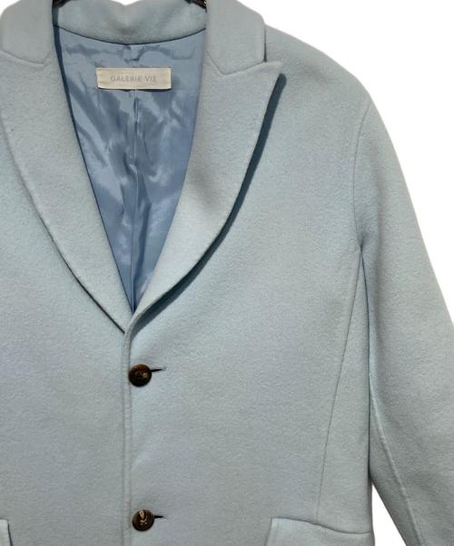 GALERIE VIE（ギャルリーヴィー）GALERIE VIE (ギャルリーヴィー) ウールライトメルトンオーバーサイズチェスターコート ブルー サイズ:36の古着・服飾アイテム