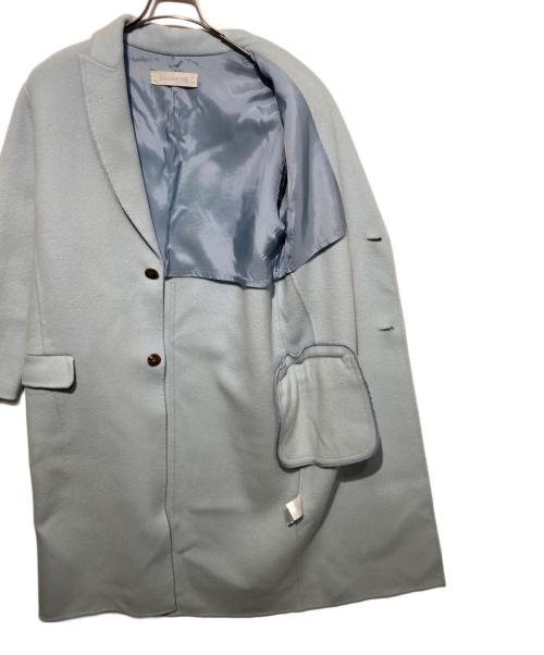 GALERIE VIE（ギャルリーヴィー）GALERIE VIE (ギャルリーヴィー) ウールライトメルトンオーバーサイズチェスターコート ブルー サイズ:36の古着・服飾アイテム