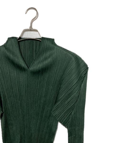 PLEATS PLEASE（プリーツプリーズ）PLEATS PLEASE (プリーツプリーズ) プリーツスキッパーブラウス グリーン サイズ:3の古着・服飾アイテム