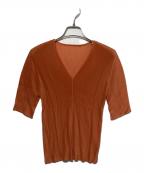 PLEATS PLEASEプリーツプリーズ）の古着「細プリーツカットソー」｜オレンジ