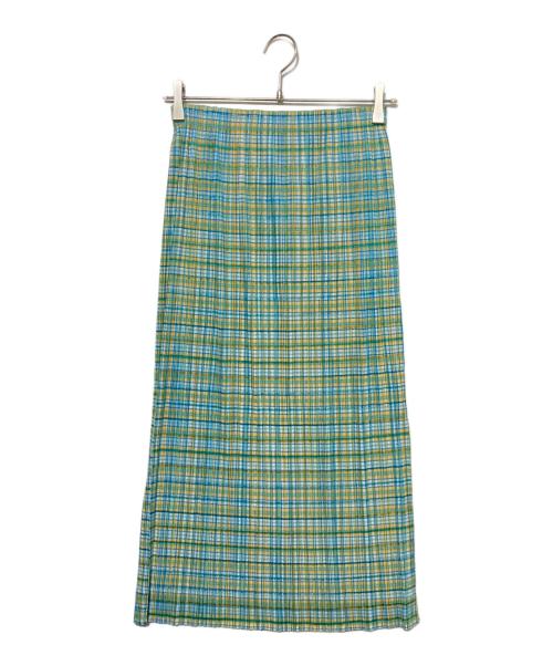 PLEATS PLEASE（プリーツプリーズ）PLEATS PLEASE (プリーツプリーズ) チェックプリーツロングスカート ブルー×グリーン サイズ:4 未使用品の古着・服飾アイテム