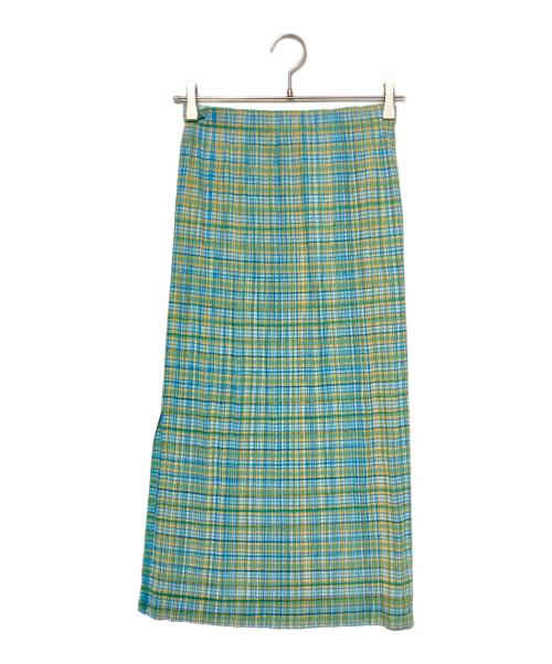 PLEATS PLEASE（プリーツプリーズ）PLEATS PLEASE (プリーツプリーズ) チェックプリーツロングスカート ブルー×グリーン サイズ:4 未使用品の古着・服飾アイテム