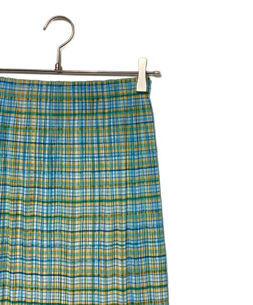 PLEATS PLEASE（プリーツプリーズ）PLEATS PLEASE (プリーツプリーズ) チェックプリーツロングスカート ブルー×グリーン サイズ:4 未使用品の古着・服飾アイテム