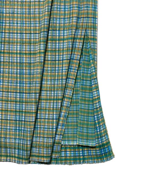 PLEATS PLEASE（プリーツプリーズ）PLEATS PLEASE (プリーツプリーズ) チェックプリーツロングスカート ブルー×グリーン サイズ:4 未使用品の古着・服飾アイテム