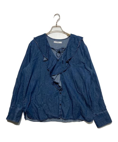 JOURNAL STANDARD relume（ジャーナルスタンダード レリューム）JOURNAL STANDARD relume (ジャーナルスタンダード レリューム) デニムフリルカラーブラウス インディゴ サイズ:FREEの古着・服飾アイテム