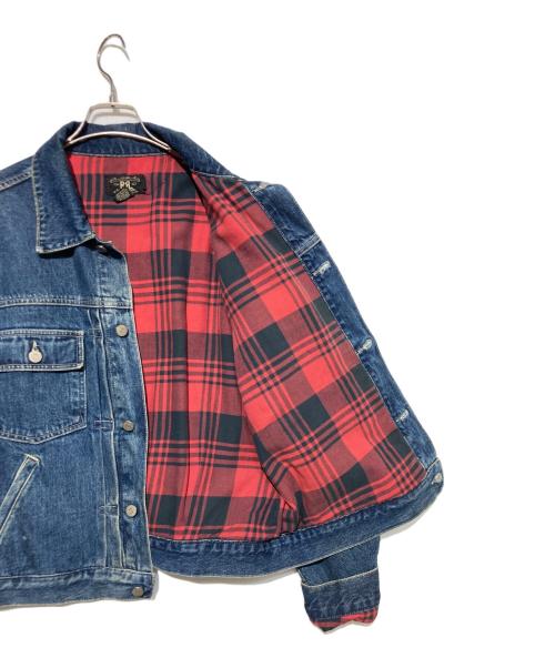 RRL（ダブルアールエル）RRL (ダブルアールエル) 裏チェックバックストラップGジャン ブルー サイズ:Lの古着・服飾アイテム
