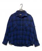 SUGAR CANEシュガーケーン）の古着「8/2 HEAVY TWILL OMBRE CHECK WORK SHIRT」｜ネイビー×ブラック