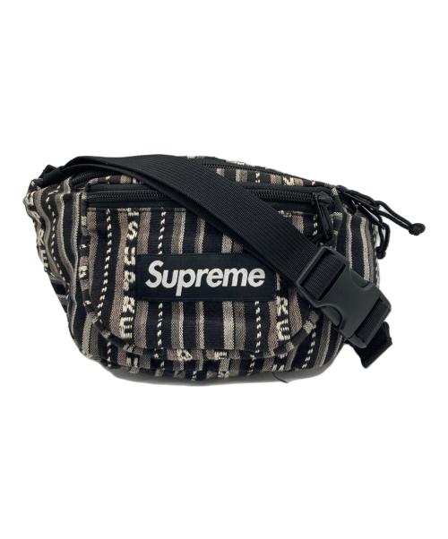 SUPREME（シュプリーム）Supreme (シュプリーム) Woven Stripe Waist Bag ブラック×グレーの古着・服飾アイテム