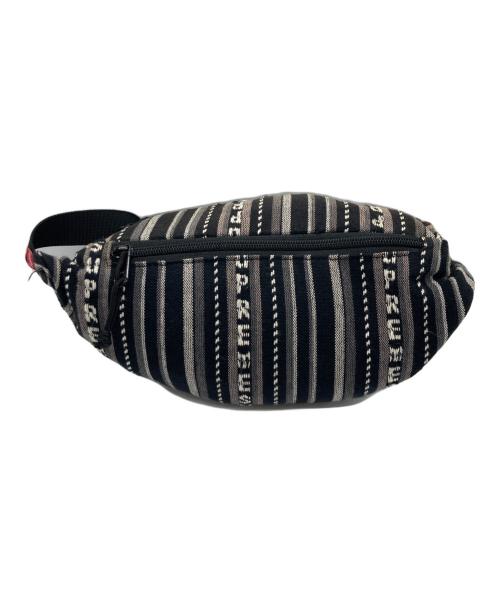 SUPREME（シュプリーム）Supreme (シュプリーム) Woven Stripe Waist Bag ブラック×グレーの古着・服飾アイテム