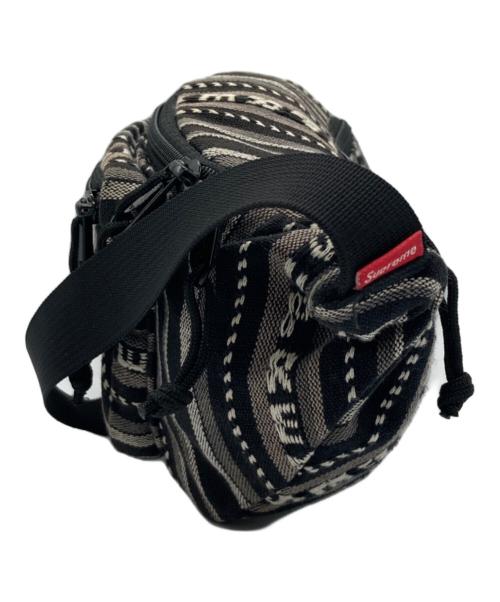 SUPREME（シュプリーム）Supreme (シュプリーム) Woven Stripe Waist Bag ブラック×グレーの古着・服飾アイテム