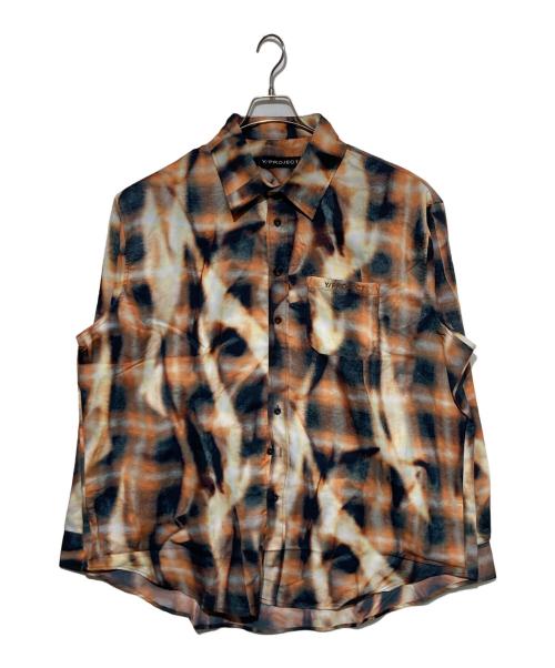 Y. PROJECT（ワイプロジェクト）Y. PROJECT (ワイプロジェクト) Sun Bleach Check Shirt オレンジ サイズ:Mの古着・服飾アイテム