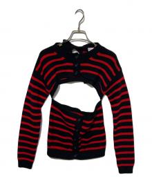 RED VALENTINO（レッドヴァレンティノ）の古着「ストライプニット」｜レッド×ブラック