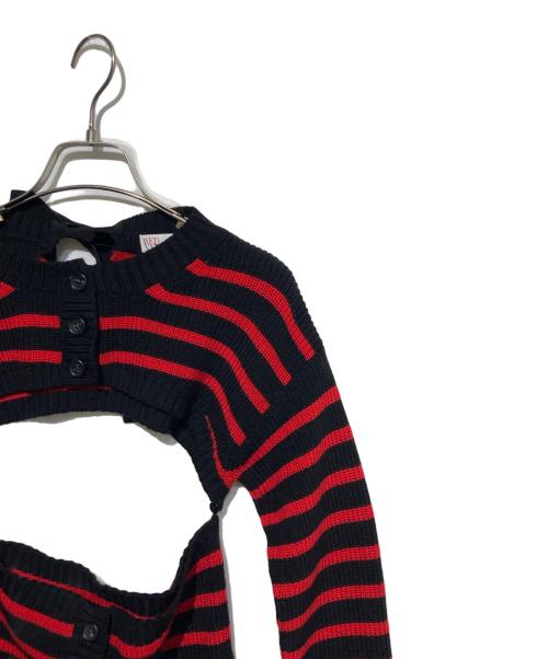 RED VALENTINO（レッドヴァレンティノ）RED VALENTINO (レッドヴァレンティノ) ストライプニット レッド×ブラック サイズ:Sの古着・服飾アイテム