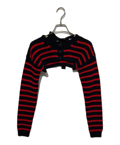 RED VALENTINO（レッドヴァレンティノ）RED VALENTINO (レッドヴァレンティノ) ストライプニット レッド×ブラック サイズ:Sの古着・服飾アイテム