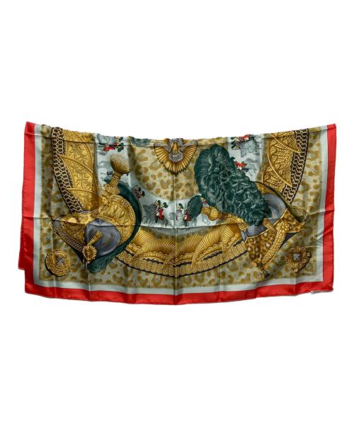 HERMES（エルメス）HERMES (エルメス) カレ90/面貌のない兜 レッド×グリーンの古着・服飾アイテム