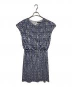 23区ニジュウサンク）の古着「バックサテンアムンゼンレユールダイヤプリント ワンピース」｜ブルー