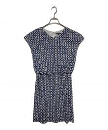 23区（ニジュウサンク）の古着「バックサテンアムンゼンレユールダイヤプリント ワンピース」｜ブルー