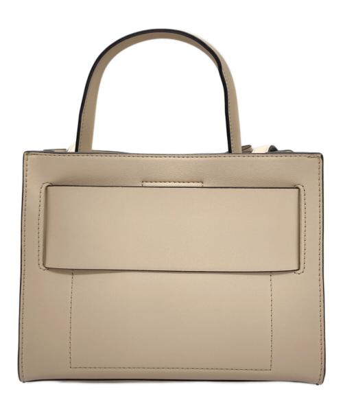 FRAY ID（フレイ アイディー）FRAY ID (フレイ アイディー) バイカラーリボンミドルバッグ ベージュの古着・服飾アイテム