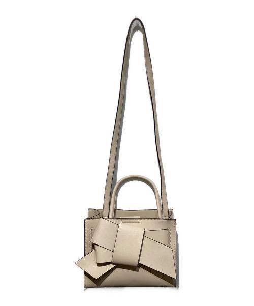 FRAY ID（フレイ アイディー）FRAY ID (フレイ アイディー) バイカラーリボンミドルバッグ ベージュの古着・服飾アイテム