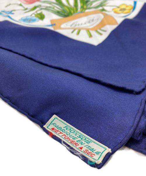 GUCCI（グッチ）GUCCI (グッチ) 大判シルクスカーフ ネイビーの古着・服飾アイテム