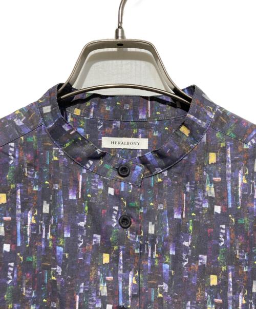 HERALBONY（ヘラルボニー）HERALBONY (ヘラルボニー) 海柄バンドカラーシャツ ネイビー サイズ:SMの古着・服飾アイテム