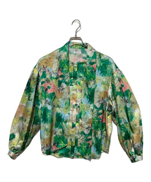 HERALBONY（ヘラルボニー）HERALBONY (ヘラルボニー) ボウタイブラウス「旅行」 グリーン サイズ:FREEの古着・服飾アイテム