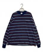 plllllleeeasseプリーズ）の古着「multi stripe long sleeve pocket tee」｜ネイビー