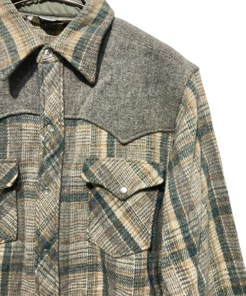 WOOLRICH（ウールリッチ）WOOLRICH (ウールリッチ) 80'sウエスタンウールシャツ ベージュ×グリーン サイズ:Lの古着・服飾アイテム